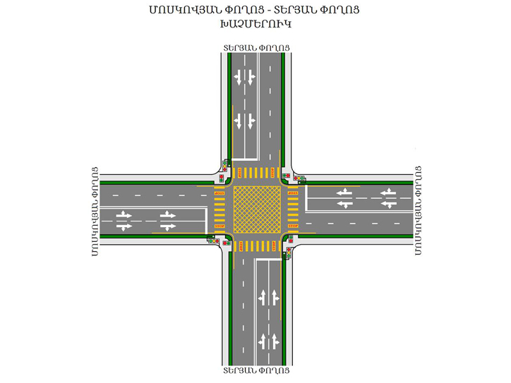 na_odnom_iz_perekrestkov_v_tsentre_erevana_budet_primenena_vafelnaya_razmetka_skhema - рис.1