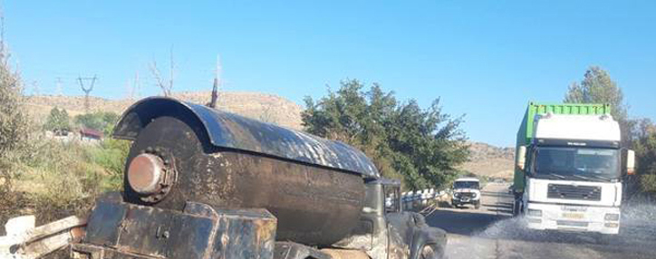 ЧП в Вайоц Дзоре: сгорел грузовик с сжиженным газом