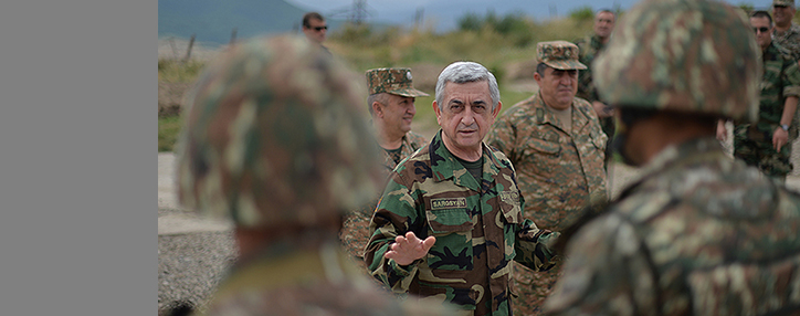 Саргсян посетил боевые позиции и принял участие в открытии комплекса воинской части