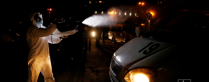 Мэрия Еревана дезинфицирует маршрутки 