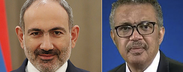 Փաշինյանը ԱՀԿ ղեկավարի հետ քննարկել է COVID-19–ի հետ կապված իրավիճակը ՀՀ–ում և դրա դեմ պայքարի ուղղությամբ ձեռնարկվող քայլերը